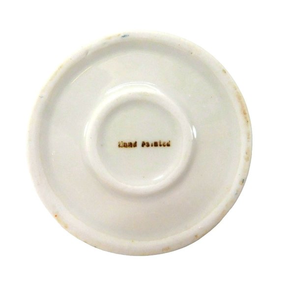 Vintage Round Trinket Ring Box Raised Flower Hand Painted 3-1/8" - Picture 5 of 5